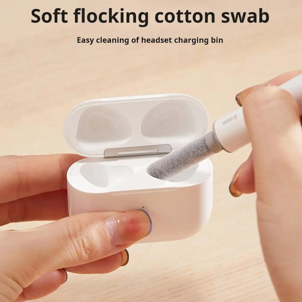 Herramienta multifunción portátil para auriculares, bolígrafo con punta de Metal, esponja flocada, cepillo de eliminación de polvo, Ideal para auriculares y ordenador