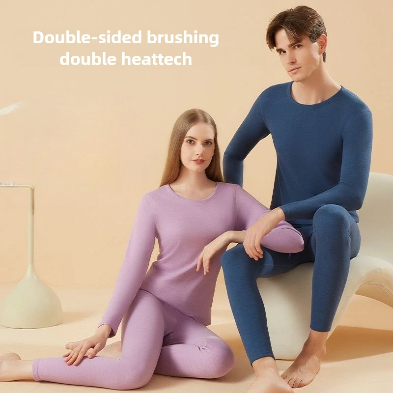 

Long Johns Thermal Underwear Set Couple Slim Body High Elasticity Comfortable Top & Bottom Set Fleece Warm Close-fitting Clothes