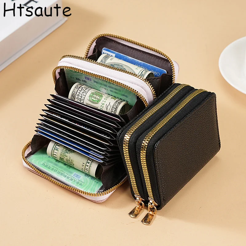 

Vintage Women PU Leather Wallet with Coin Purse Zipper Closed Purses Classic Men Wallet for Men Cardholder Money Bags bolasa