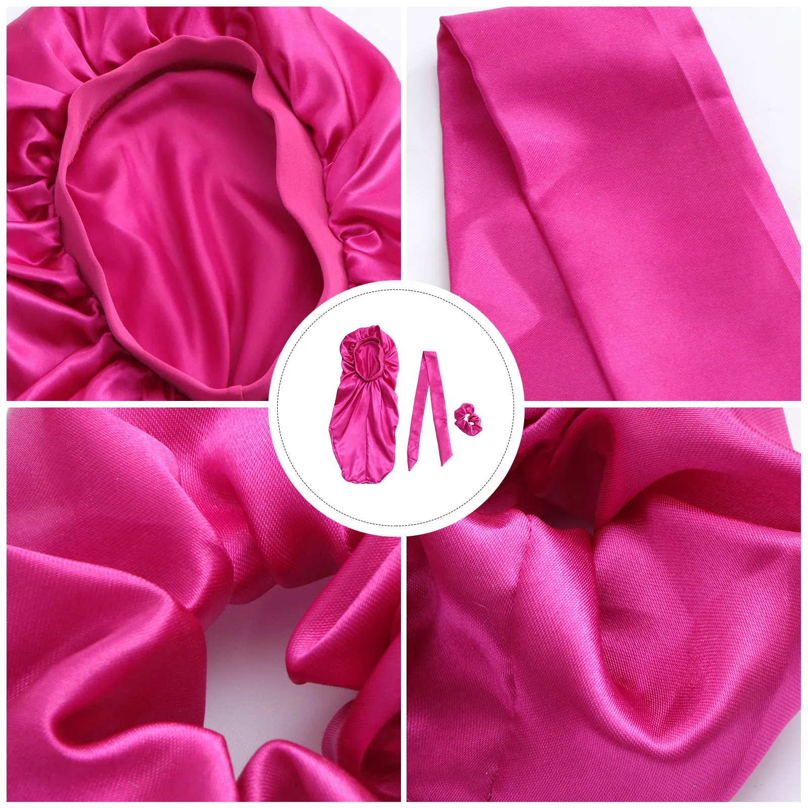 

Комплект из 3 атласных эластичных шапочек для сна: легкие, удобные, регулируемые, для длинных волос