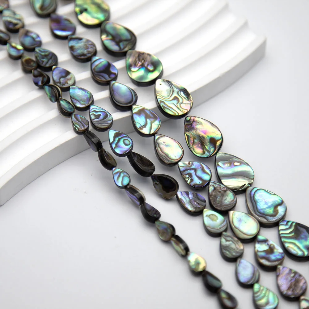 

Water Drop Shaped Natural Abalone Shell Loose Beads Strand 6x9-14x18mm Sizes Jewelry Beads Accessories For Making Necklaces