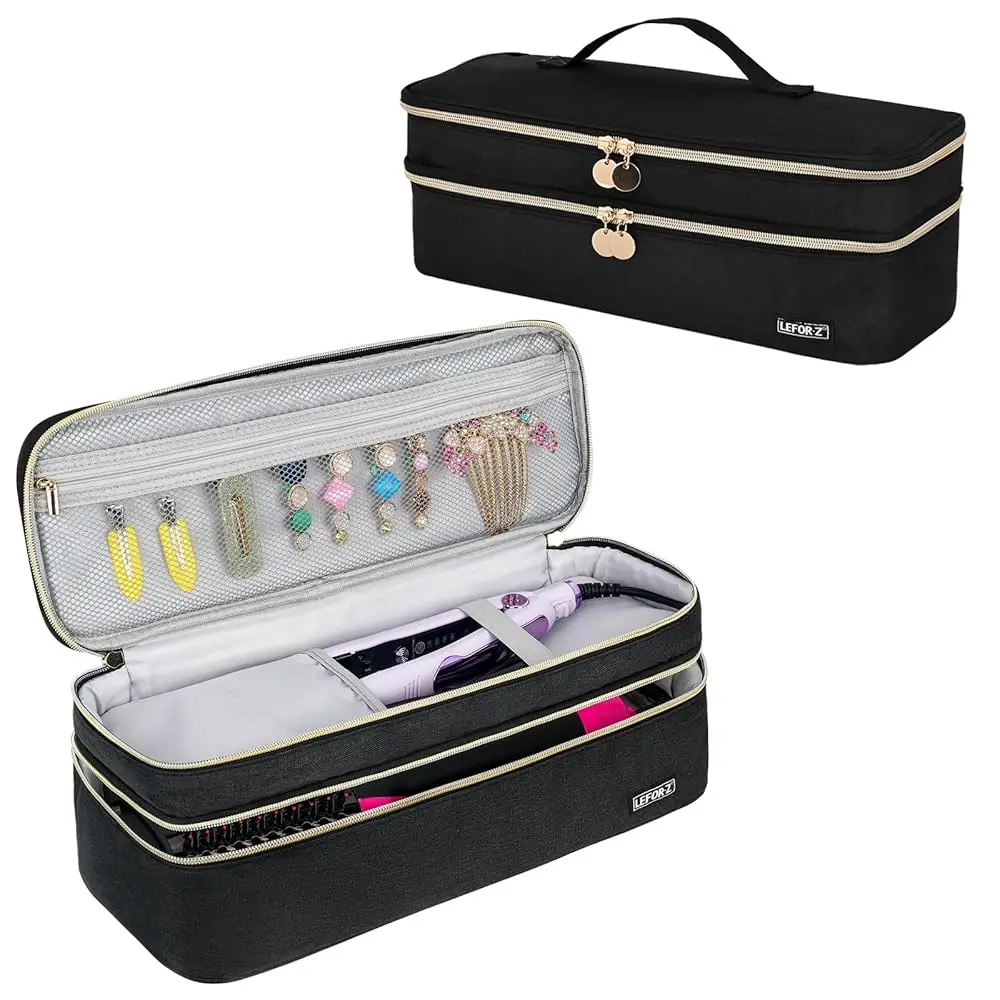 

Travel Carrying Case Compatible With One-Step Hair Dryer Brush/Volumizer/Styler/Hot Tools,Double-Layer Storage Organizer Bag