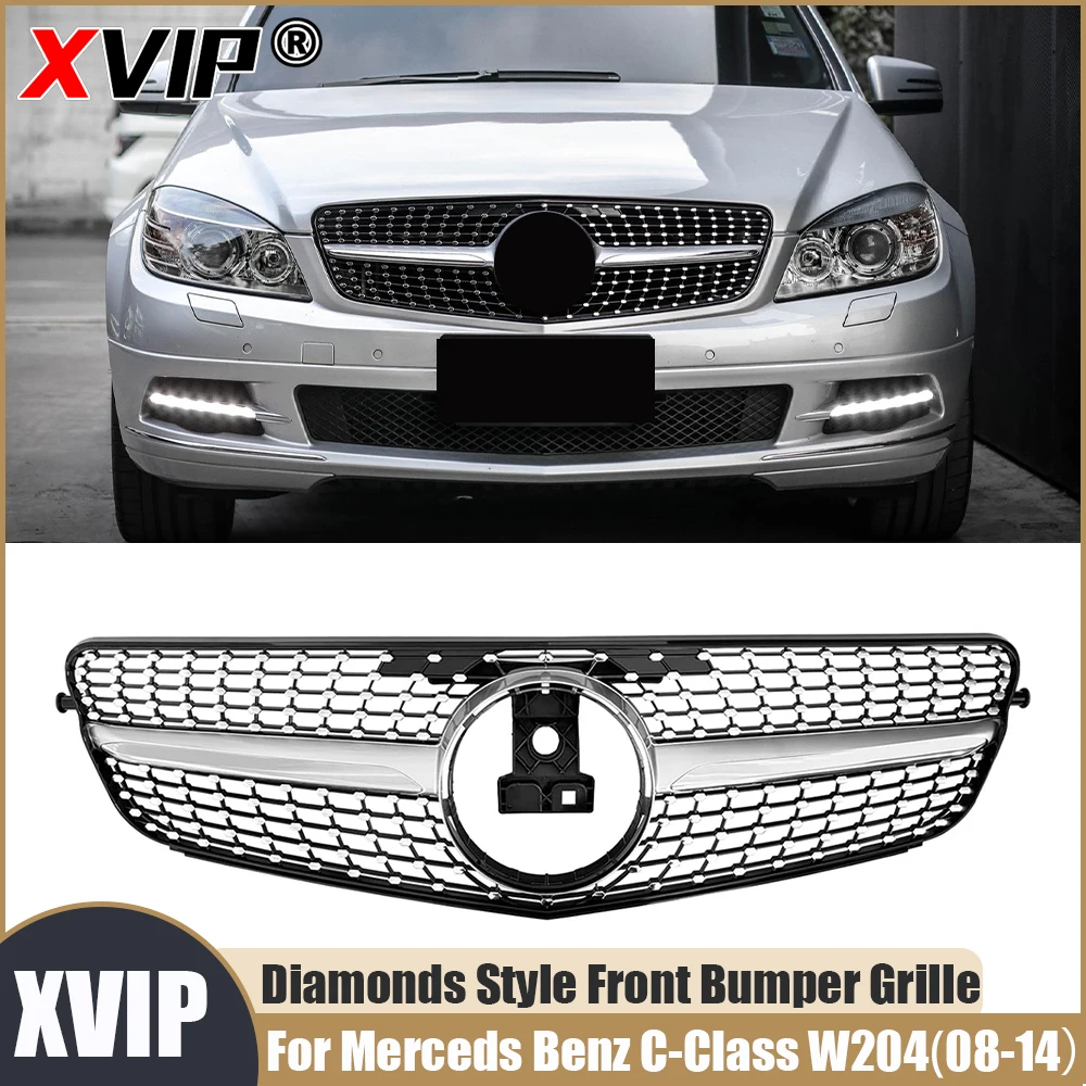 

XVIP Diamonds Silver Grills Передняя верхняя решетка подходит для Mercedes Benz C-Class W204 2008-2014 C180 C200 C230 C250 C280 C300 C350