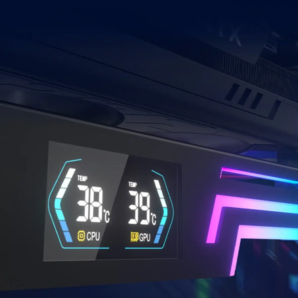 ABAN Z-X6 Temperature Display Graphics Card Bracket 5V 3PIN ARGB AURA SYNC Graphics Card VGA Holder Height Adjustable