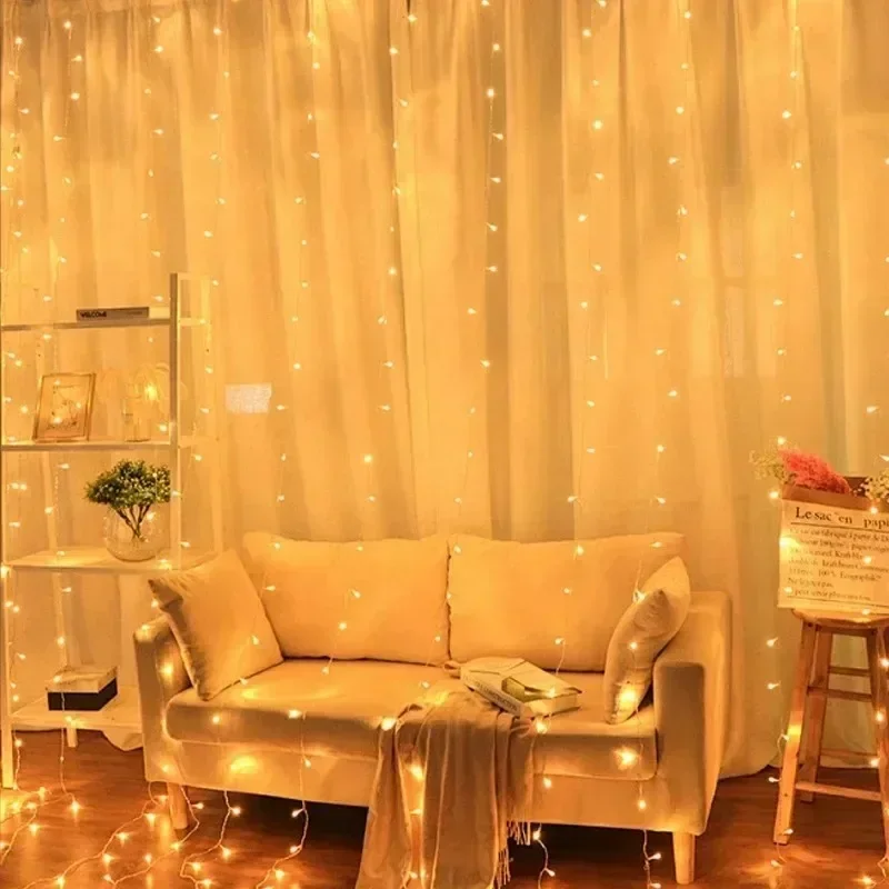 LED Fee String Vorhang Lichter 6 m/3 m Neue Jahr Lampe Weihnachten Lichter 8 Modus Fernbedienung USB girlande Weihnachten Dekor Für Home Urlaub – Detail 6