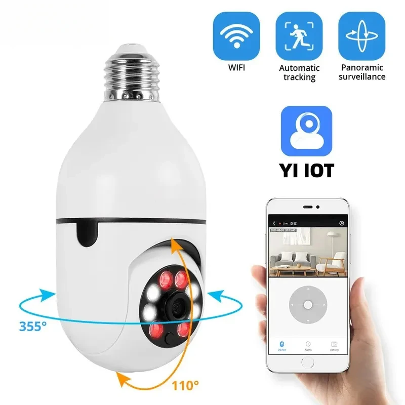 2026 Bulb Surveillance Camera Full Color Night Vision Automatic Human Tracking Zoom Indoor Security Monitor Wifi Miini IP Camera