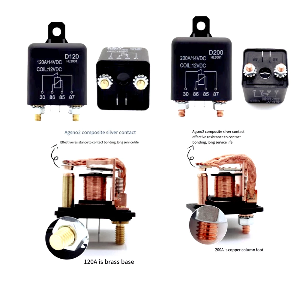 Relé de alta corrente do carro, modificação da fonte de alimentação por um longo tempo, 12V, 24V, 120A, 200A, 250A, DC Start