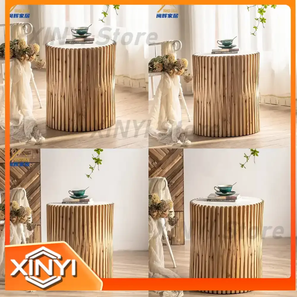 Small Round Coffee Table for Living Room Bedroom Balcony Guest House Vintage Solid Wood Designer Side Table for Small Spaces