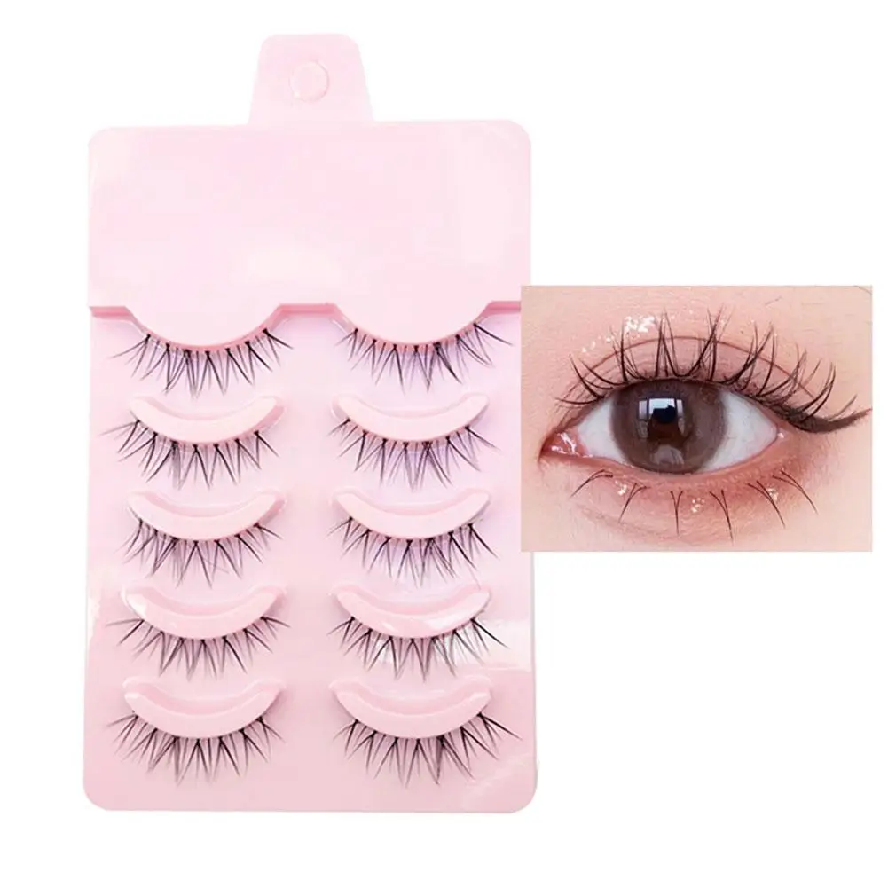 Faux cils naturels incurvés et incurvés, outils de maquillage pour les yeux, naturels, denses, portables, R5X6, 5 paires, 3D