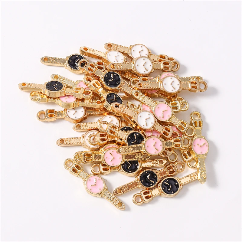 Duarte 20 Teile/los Niedliche Kleine Emaille Uhr Charms Anschlüsse für Schmuck Machen DIY Armbänder Halsketten Handgemachte Handwerk Liefert – Detail 10