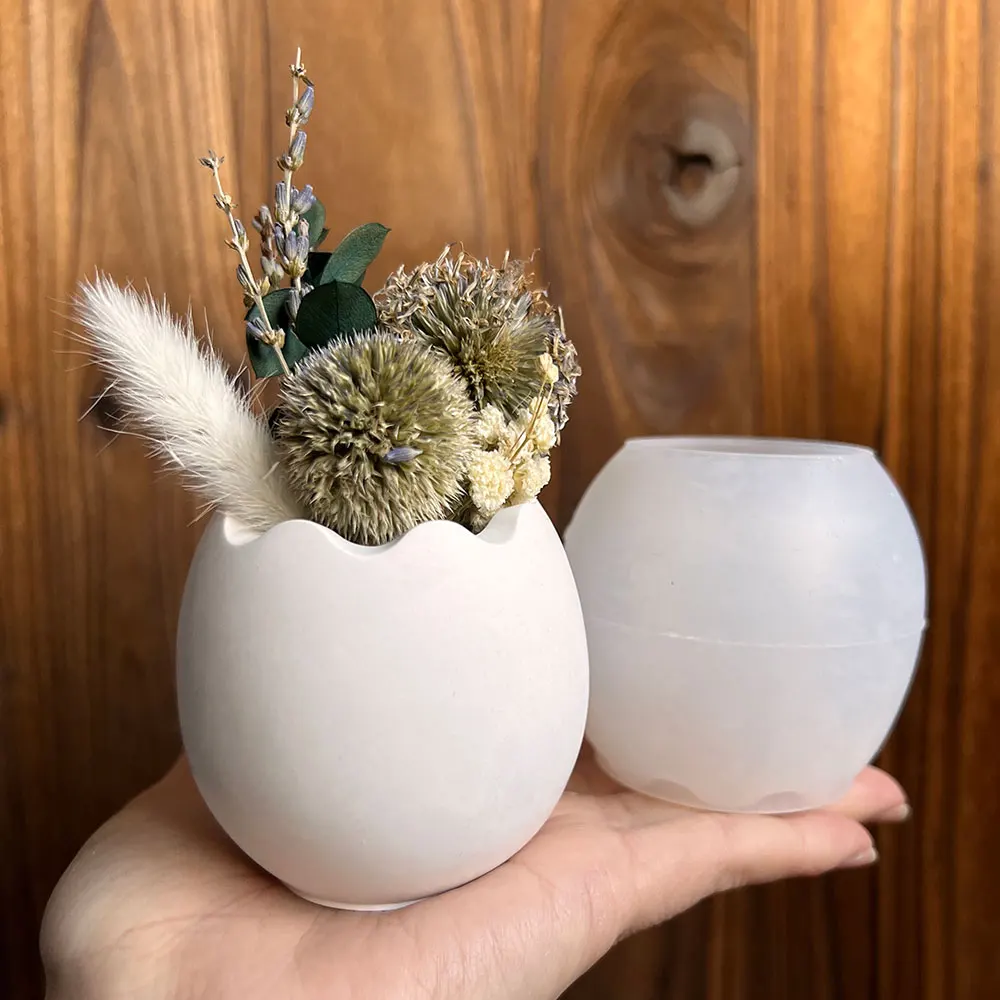

Eggshell Succulent Flower Pot Silicone Mold DIY Plaster Cement Aromatherapy Candle Cup Resin Clay Mold Easter Decoration