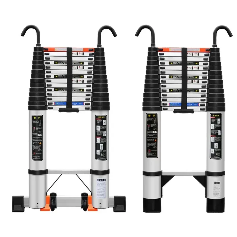Aluminum Alloy Telescopic Straight Ladder Extension Heavy Duty For Home Portable Use Engineering Construction Bamboo Style