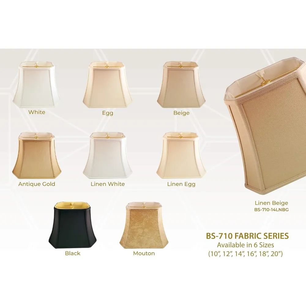 Rectangle Cut Corner Basic Lamp Shade, 9x16x12.25 Inches, Antique Gold Finish, Decorative Lighting Accessory