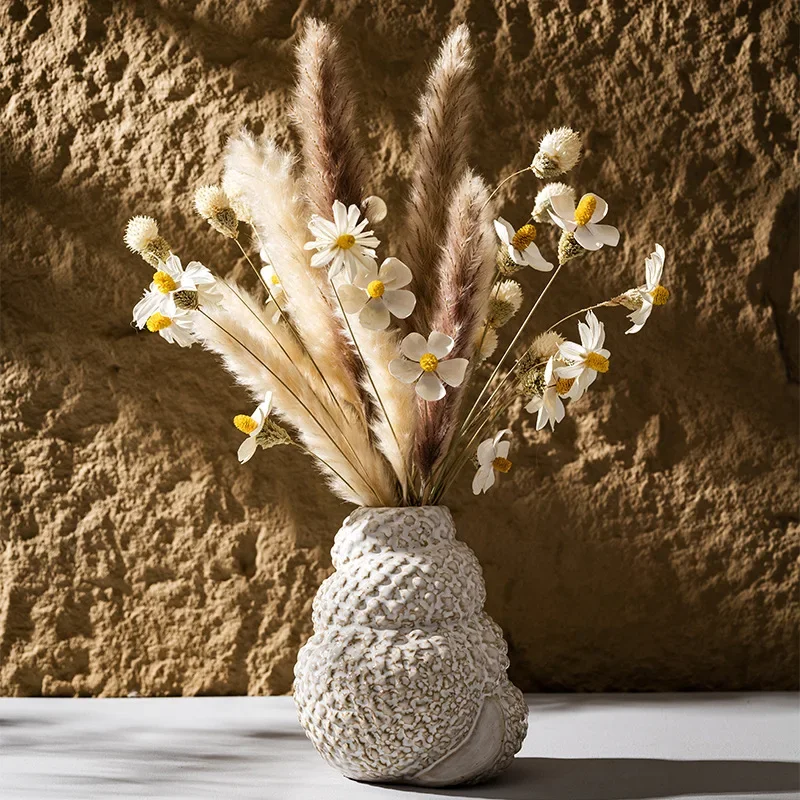 CAPIRON Ceramic Conch Vase Wabi Sabi Home Decoration Accessories Arrangement Dried Flower Pampas Grass Container Living Room