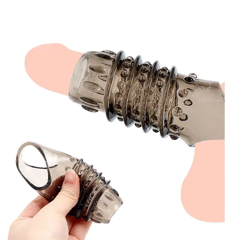 Silicon Lock Penis Ring Reusable With Spike Dotted Penis Sleeve Dildo Stronger Erection Stimulate G-spot Easy to clean 18+