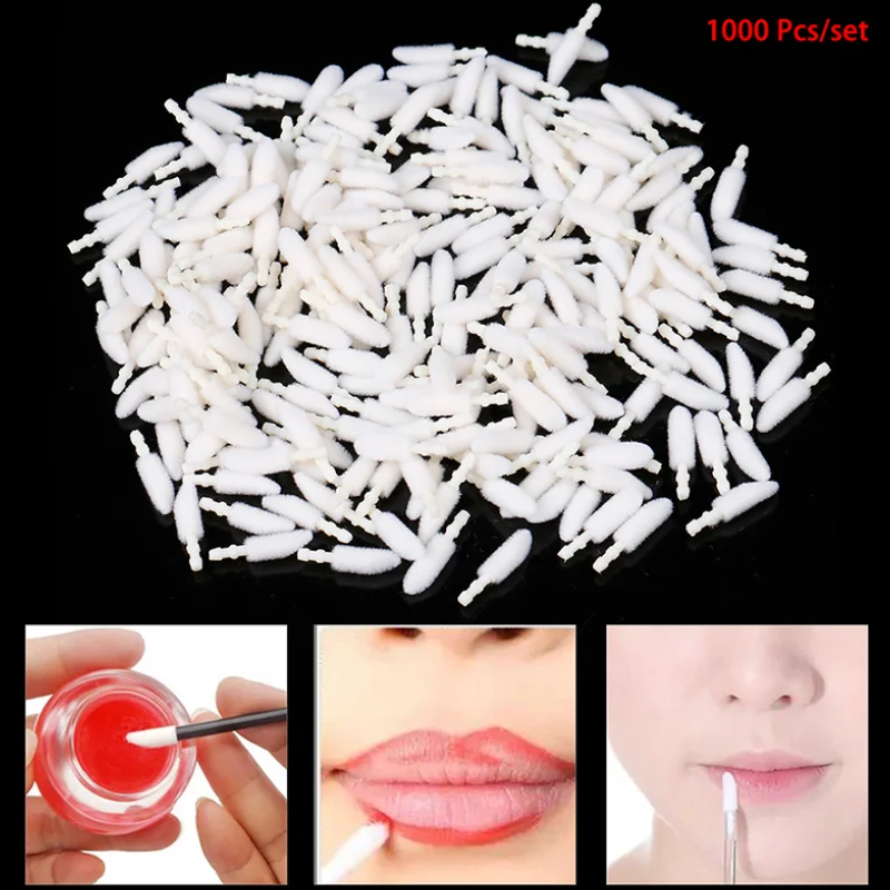 Hot Sale 1000 Pieces Disposable Lip Brush Cotton Head For Lipstick Stick Makeup Tools