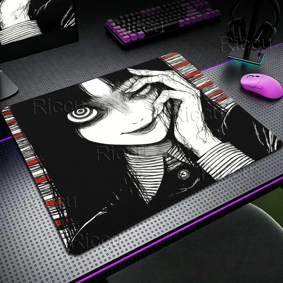 Black and White Mouse Pad Gami - Gaming Accessories White 评论和价格