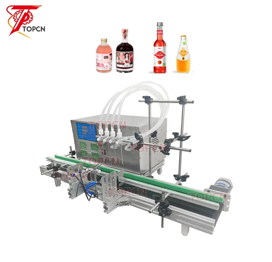 Table Top Desktop Automatic Liquid Filling Machine 4 6 Heads  with Conveyor Belt For Perfume Filling Machine Water Filler