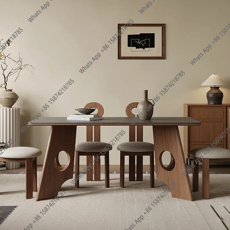 

Обеденный стол Wabi Sandy Wind из массива дерева, прямоугольный, для дома, из ясеня и ореха, современный, простой, с табуретами