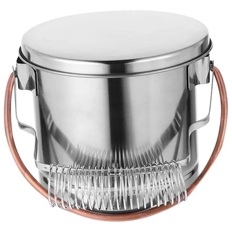 

【Ship Within 1 Piece Pencil Bucket Painting Brush Bucket Silver Stainless Steel Brush Cleaner Metal Stand Airtight Metal Tub