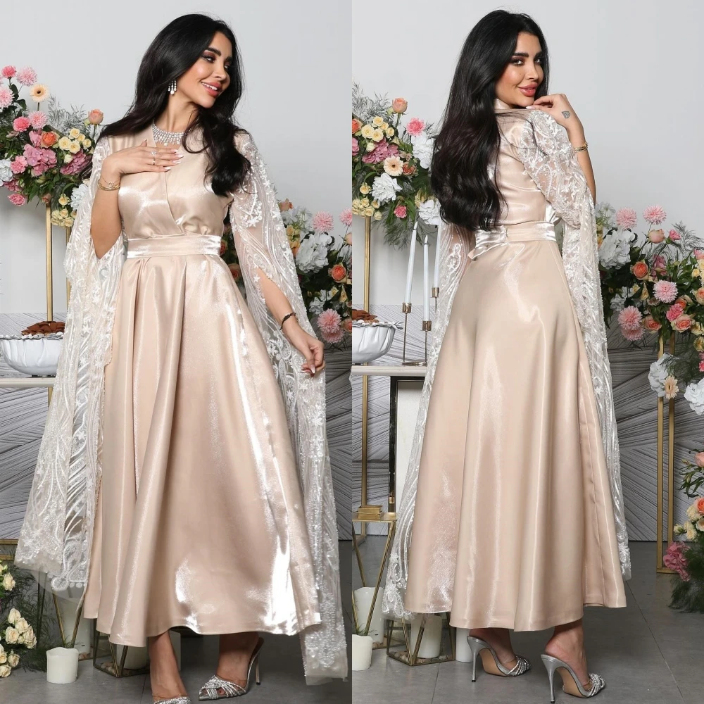 Cetim drapeada Quinceanera Ball Gown, V-Neck Midi Vestidos, Ocasião sob medida