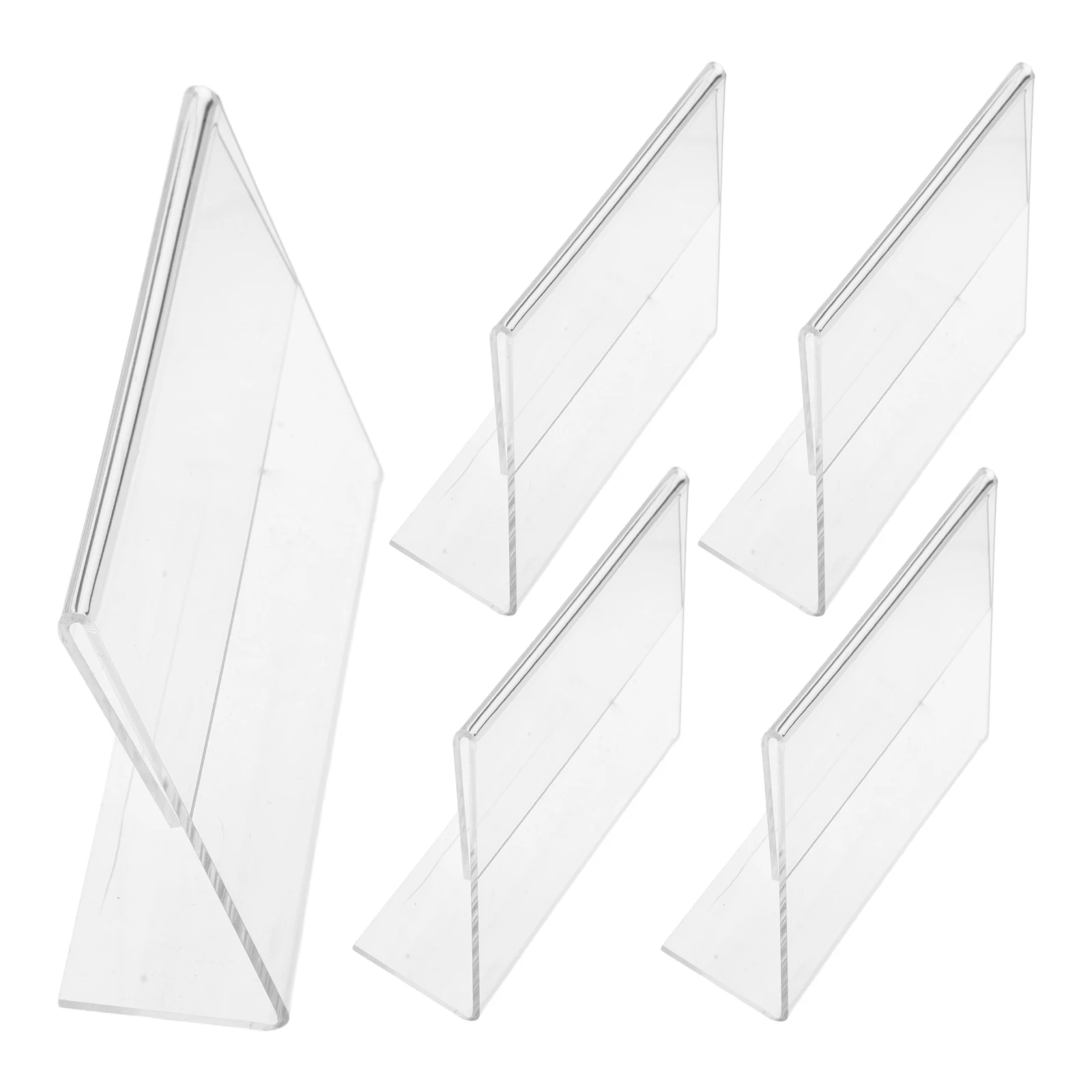 

5pcs Transparent Acrylic Table Cards Price Display Holders for Supermarket Fruit Vegetables Multi-Function Sign Stands L-Shaped