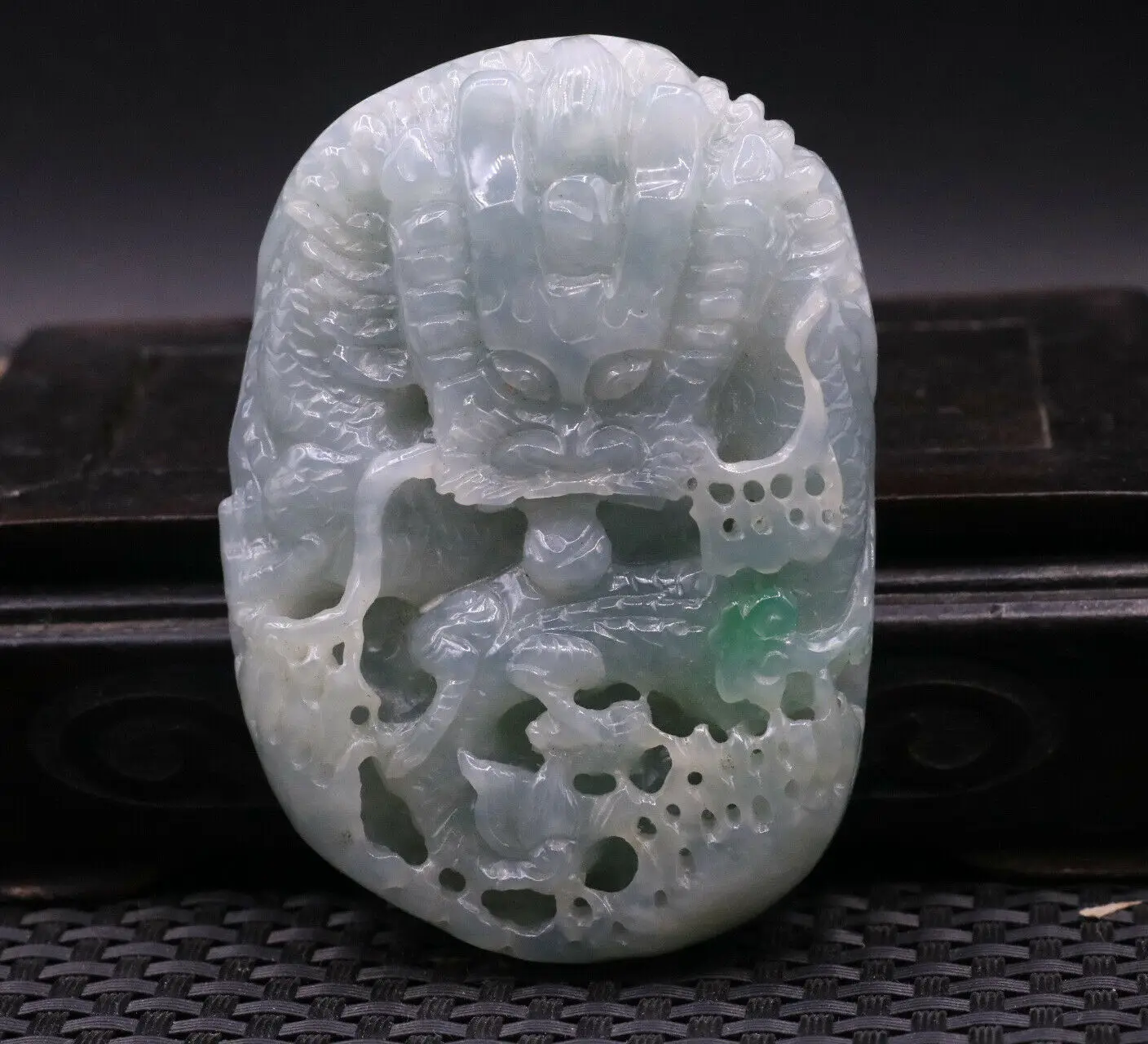 Big Treasure Certificated Chinese Natural A Icy Jadeite Jade Dragon King Drawing Water Totem Carving LZB Timestown 20201128A