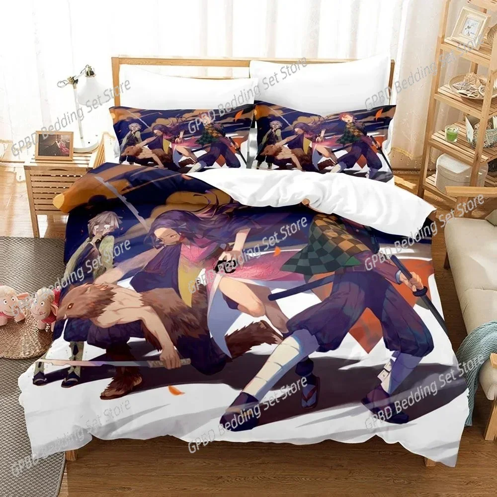 

3D Printed Anime Bed Demon Slayer Bedding Set Single Twin Double Queen King Cal King Size Bed Linen Set