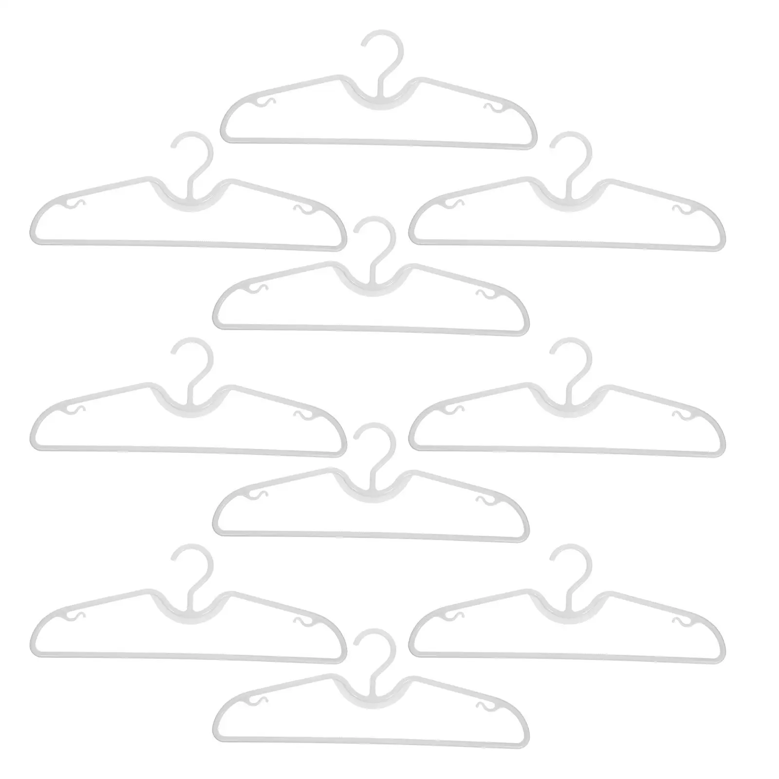 10pcs Short Neck Hangers M-Shaped Non-Slip Plastic Closet Organizers Space Saving Garment Rack For Shirts Pants Jeans