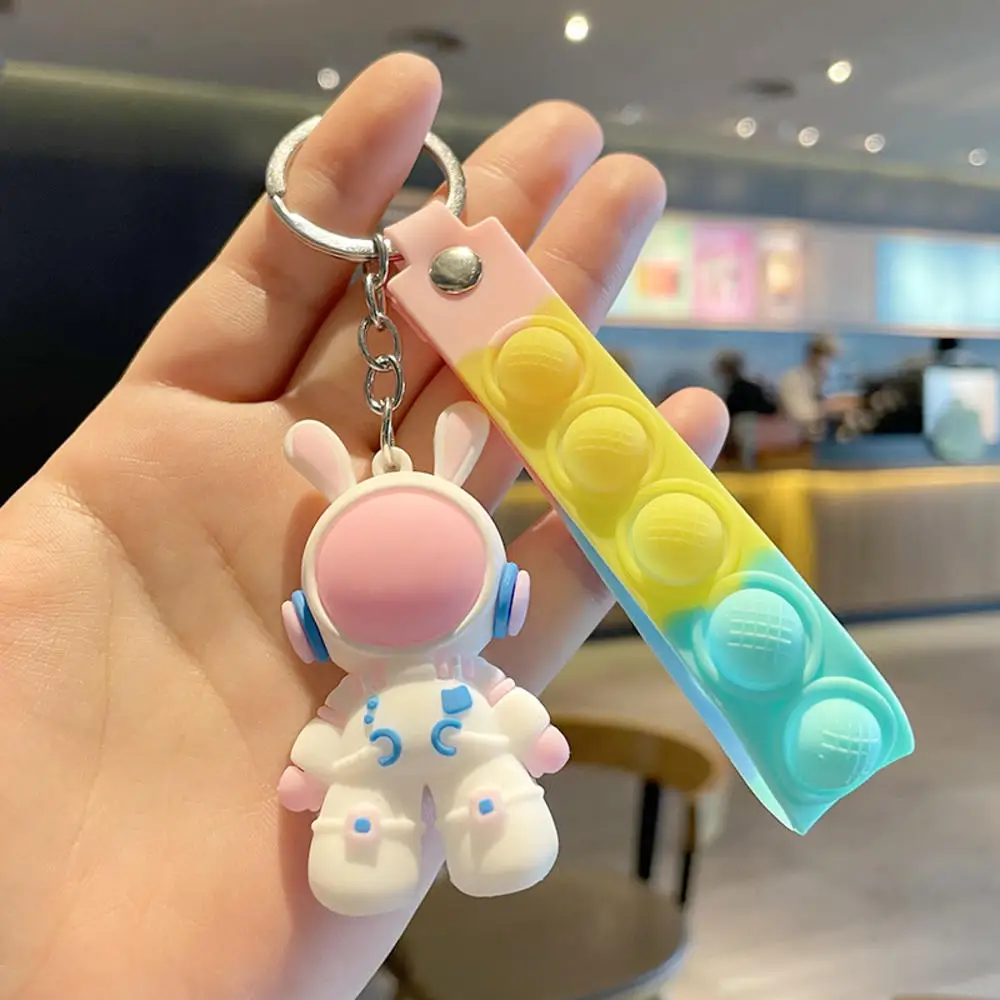 Antistress Fidget Sensory Toys The Astronauts Keychain Push Bubble Squishy Doll Bag Car Accessories Pendant for Kids Toy Gifts