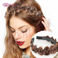 Synthetic Braided Wig Headband Black/Brown Headband Stretch Braids Accessories Fashion Natural Hair Band for Women