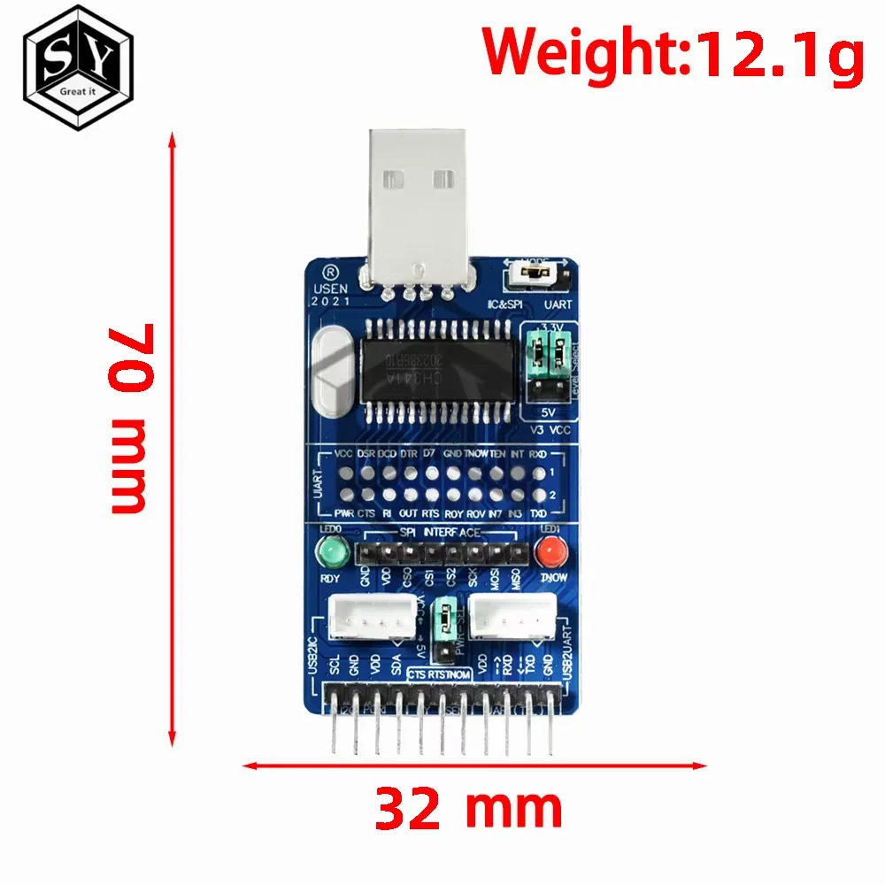 ALL IN 1 CH341A USB to SPI I2C IIC UART TTL ISP Serial Adapter Module EPP/MEM Converter For Serial Brush Debugging RS485 RS232