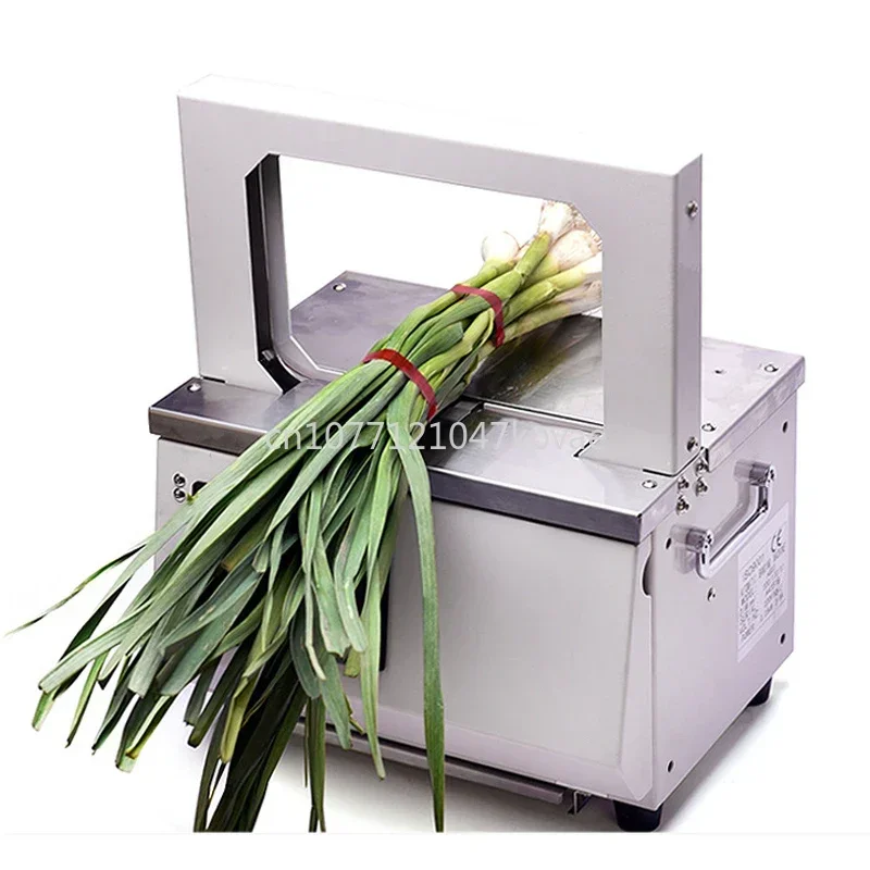 Tying Baler for Sausage Food Tape Strapping Binding Machine 110V/220V Automatic Strapping Machine OPP Tape Hot Melt Vegetable