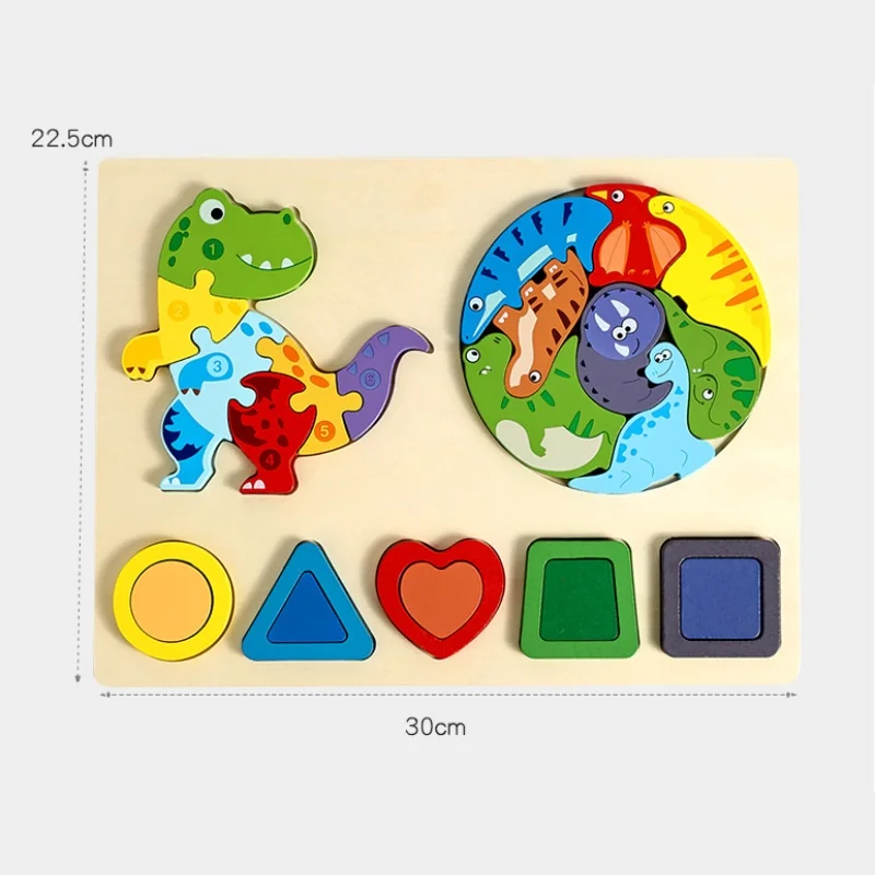Kids Colorful 3D Puzzles Montessori Games Cartoon Animals Jigsaw Puzzle Baby Educational Wooden Toys for Children Education