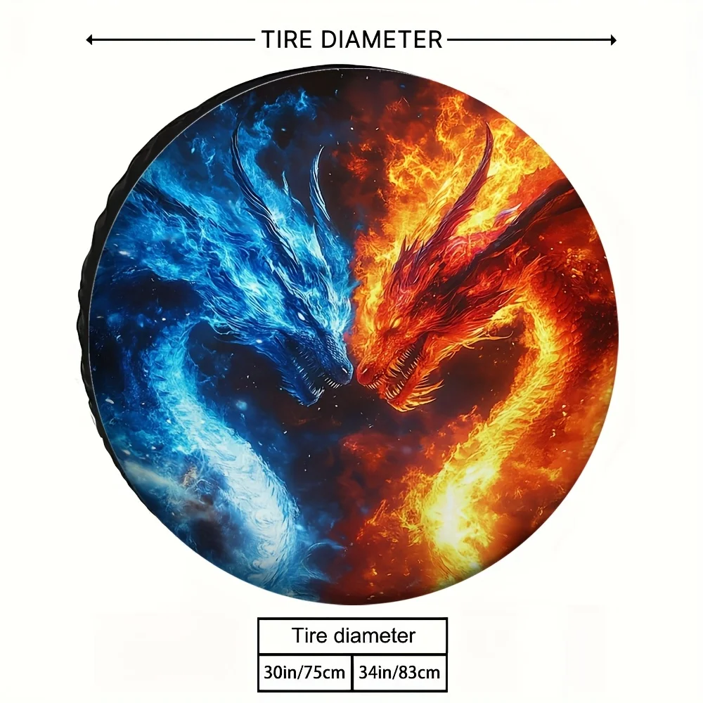 1pc, Easy To Install Tire Covers Phoenix_ Water And Fire Effects Fabric,Without Electricity New Year Gifts Perfect For Wind Vent