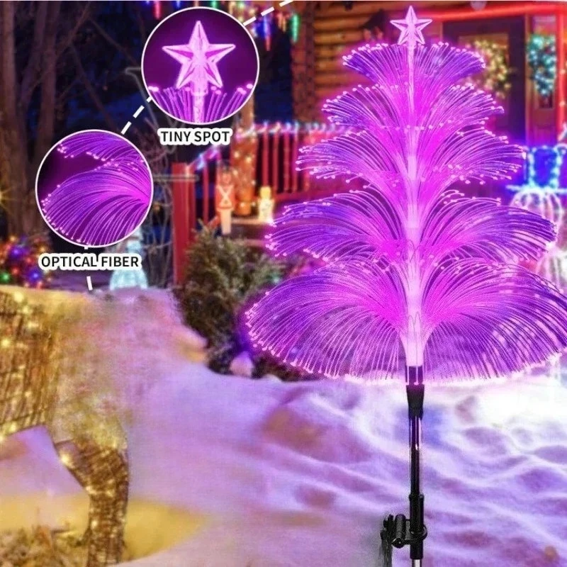Solar‑Powered Optical Fiber Jellyfish Lights, Waterproof Outdoor Stake Lamps for Garden Patio Lawn Pathway Decor