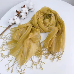 Spring/Summer Linen Striped Scarf