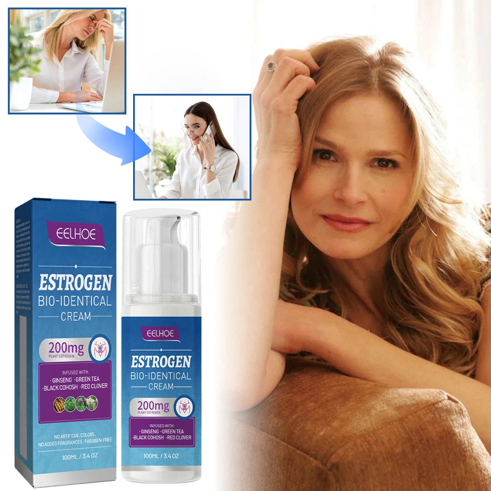 

Крем для снятия эстрогена для женщин, балансирующий уровень гормонов в период менопаузы, снижающий усталость, массаж для ухода за здоровьем, 100 мл