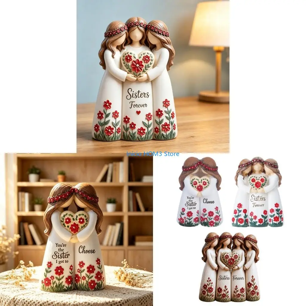 A5YD Souls Sister Figurines Statue Sister Sculptures Home Decors Friendship Gift