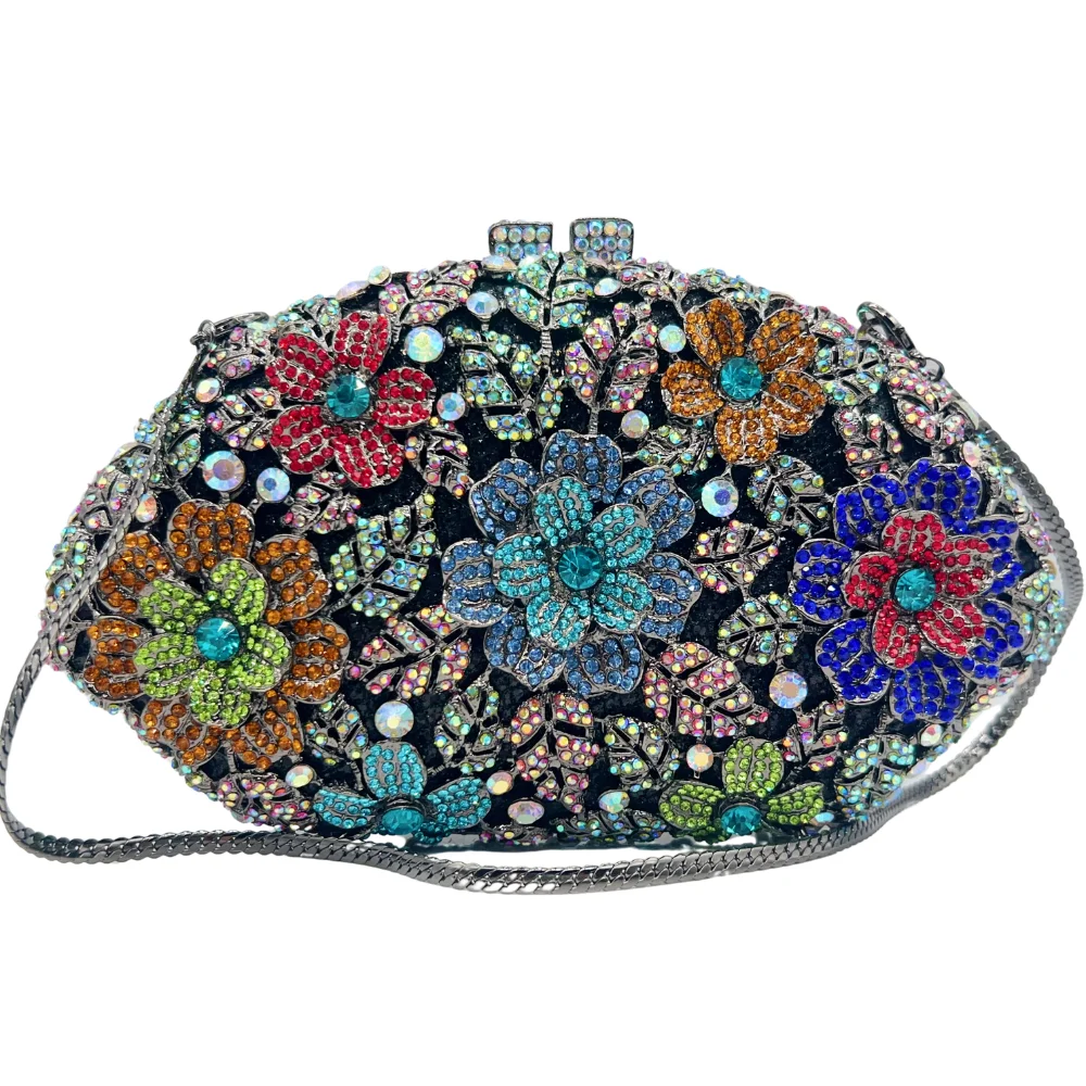 High Quality Luxury Fanned Plum Blossom Diamond Bag, Diamond Wedding Party, Handbag, Evening Bag, Crystal Clutch - view 6