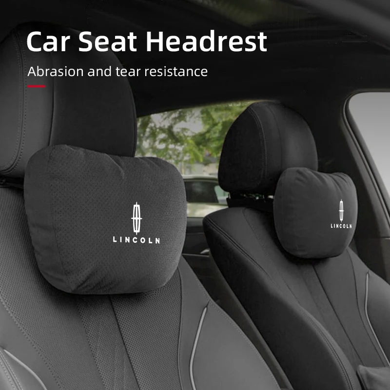 Car Seat Suede Headrest Neck Cushioning Support Head Pillow Accessories For Lincoln MKZ MKX Aviator Navigator Continental