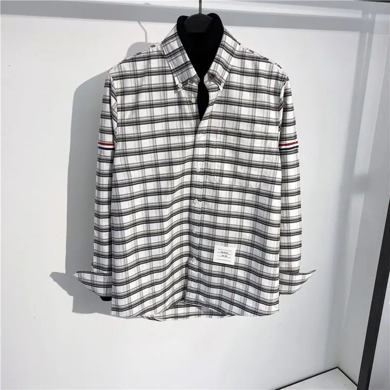 

Faionable Autumn Men's Long Sve irt Slim Fit Plaid Casual Belted Korean Sle Youthful ular irt for Couples