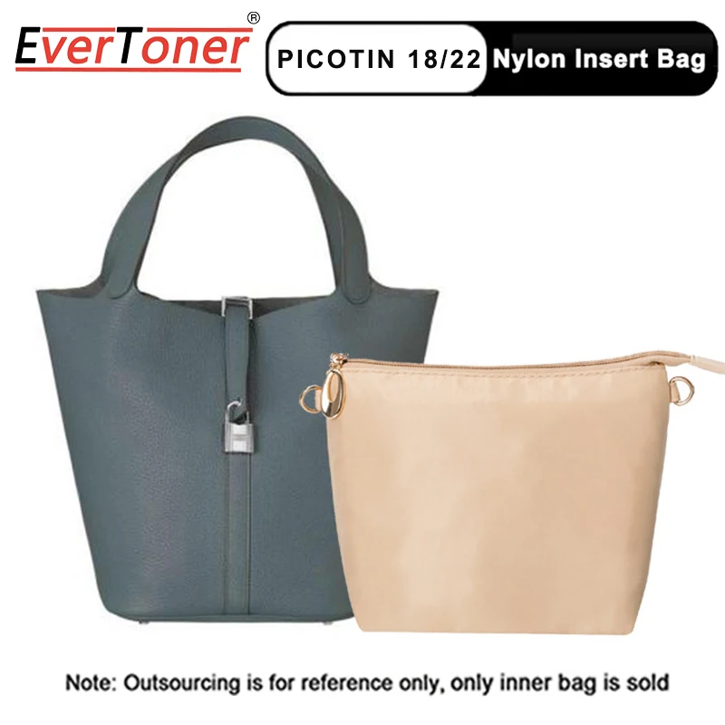 

EverToner Nylon Insert Bag For H Picotin18/22 with zipper inner bag storage bag Waterproof Cosmetic Bag Organizer