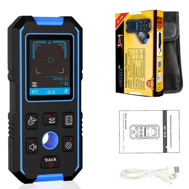 NF-518 Ponbos Professional Metal Detector LCD HD Digital AC Wood Stud Finder Undeground Wall Scanner Cable Wires Depth Tracker