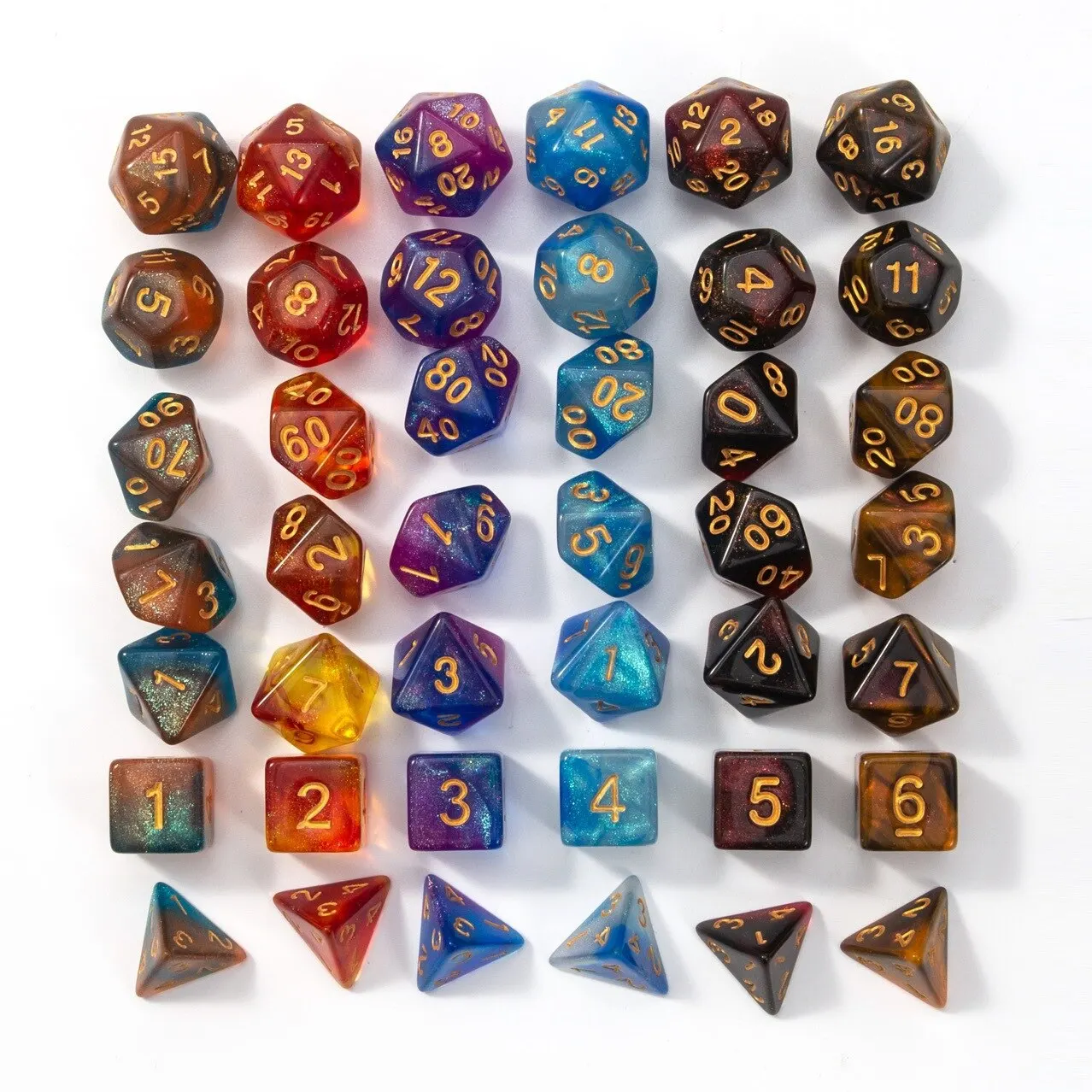 New Dual Color Multi Faced Dragon And Dungeon Game Dice Board Game Color (7 Pieces Per Set)