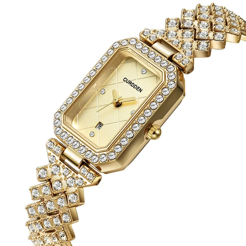 Ins Niche Luxury women's Luxury Brand orologi Diamond Simple Gift Gold Diamond orologio al quarzo da donna