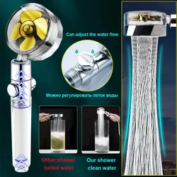 NEW Hand-held High Pressure Massage Shower Head Water Saving Spray Shower Head 360 Rotated Rainfall Shower Head with Filter Fan