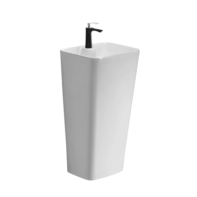 Lavabo de columna de cerámica Simple de una sola pieza, baño, piscina pequeña Vertical para lavar a mano, cara integrada de suelo a techo con balcón