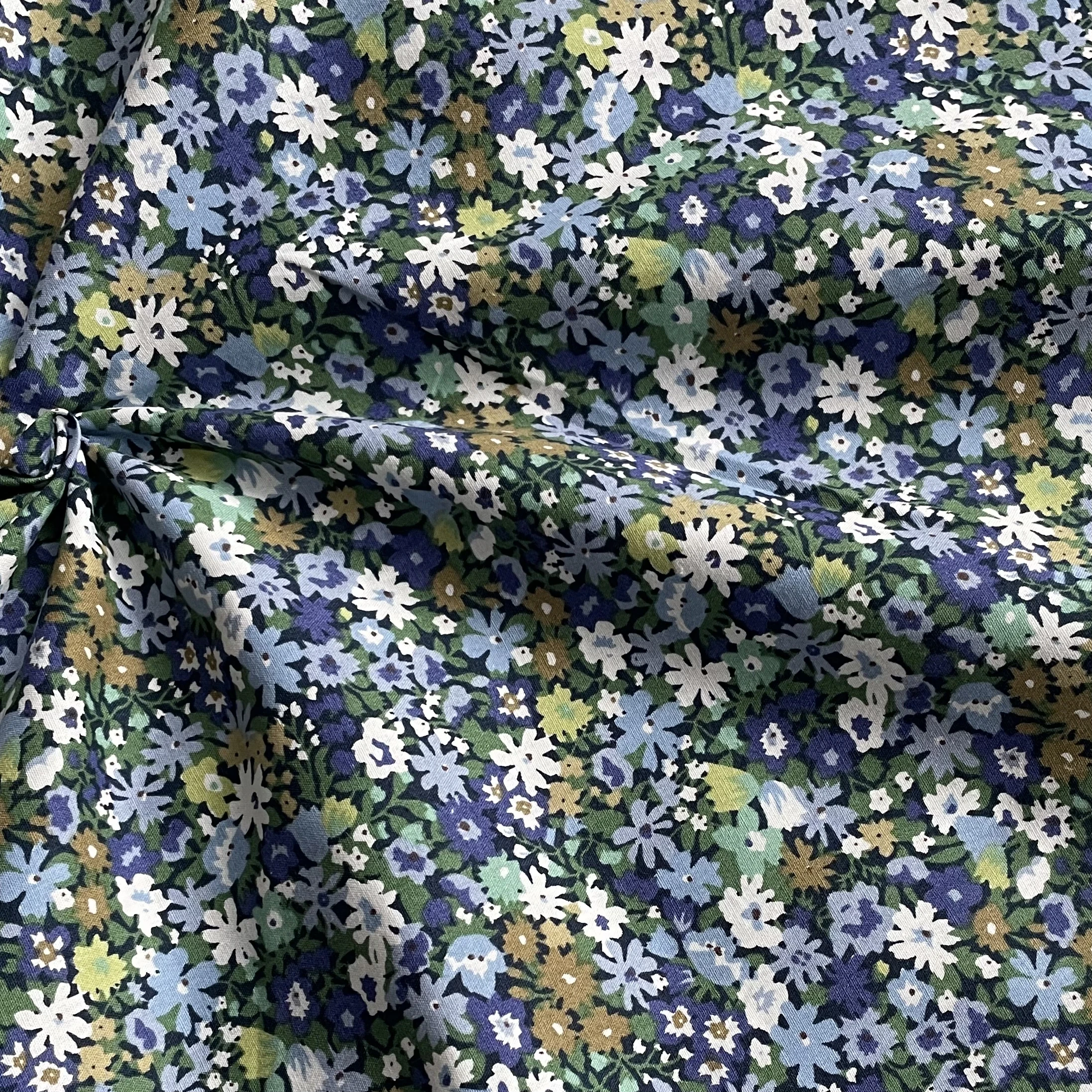 Blue Pastoral Daisy 100%Cotton Poplin 40S Liberty Fabric For Kids Baby Sewing Cloth Dresses Skirt DIY Handmade