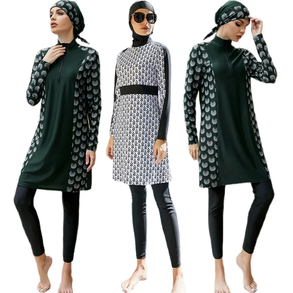 

Скромный мусульманский женский купальник Burkini Femme Musulmane Islam Купальник Хиджаб Топы Брюки Пляжная одежда для купания Плавание Майо де Бен